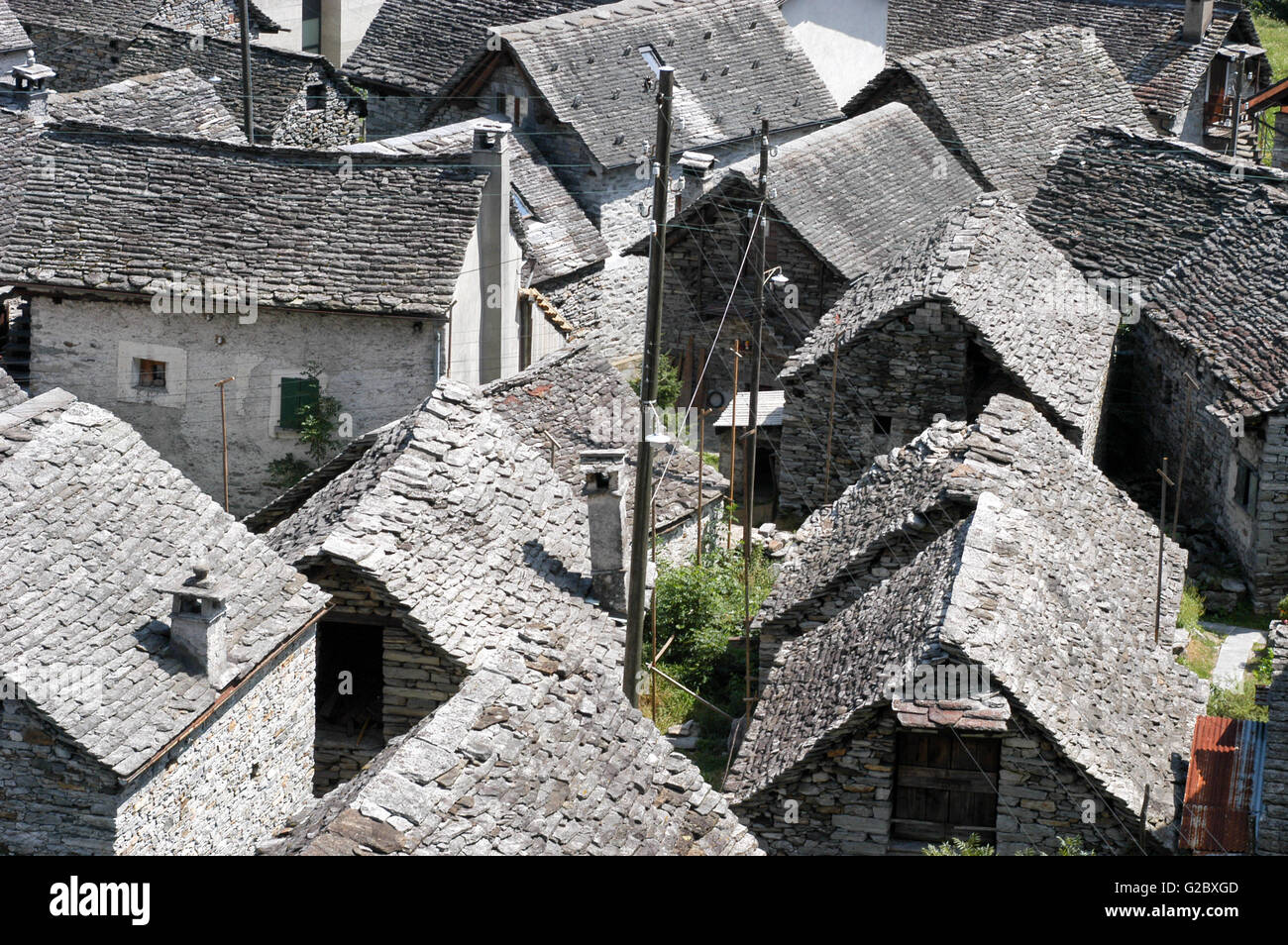 The rural village of Brione on Verzasca valley, Switzerland Stock Photo