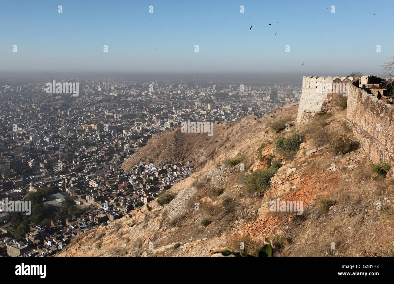 View from Nahargarh Fort on the city, Jaipur, Rajasthan, India Stock Photo