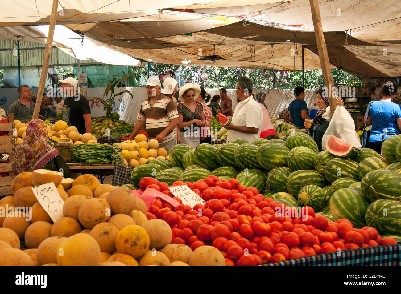 Weekly market, Fethiye, Muğla Province, Aegean region, Turkey Stock Photo