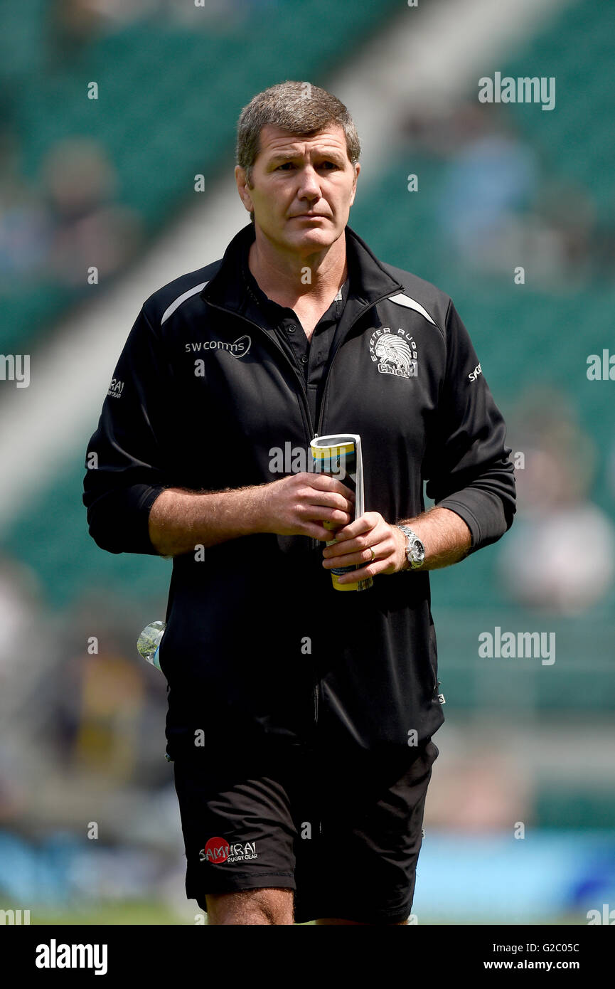 Exeter Rugby head coach Rob Baxter during warmup before the Aviva
