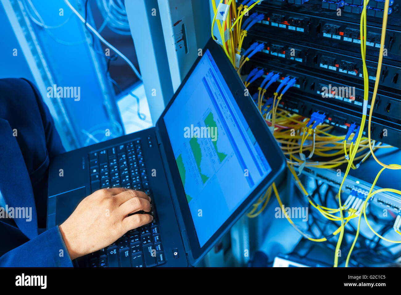 Fix network switch in data center room Stock Photo Alamy