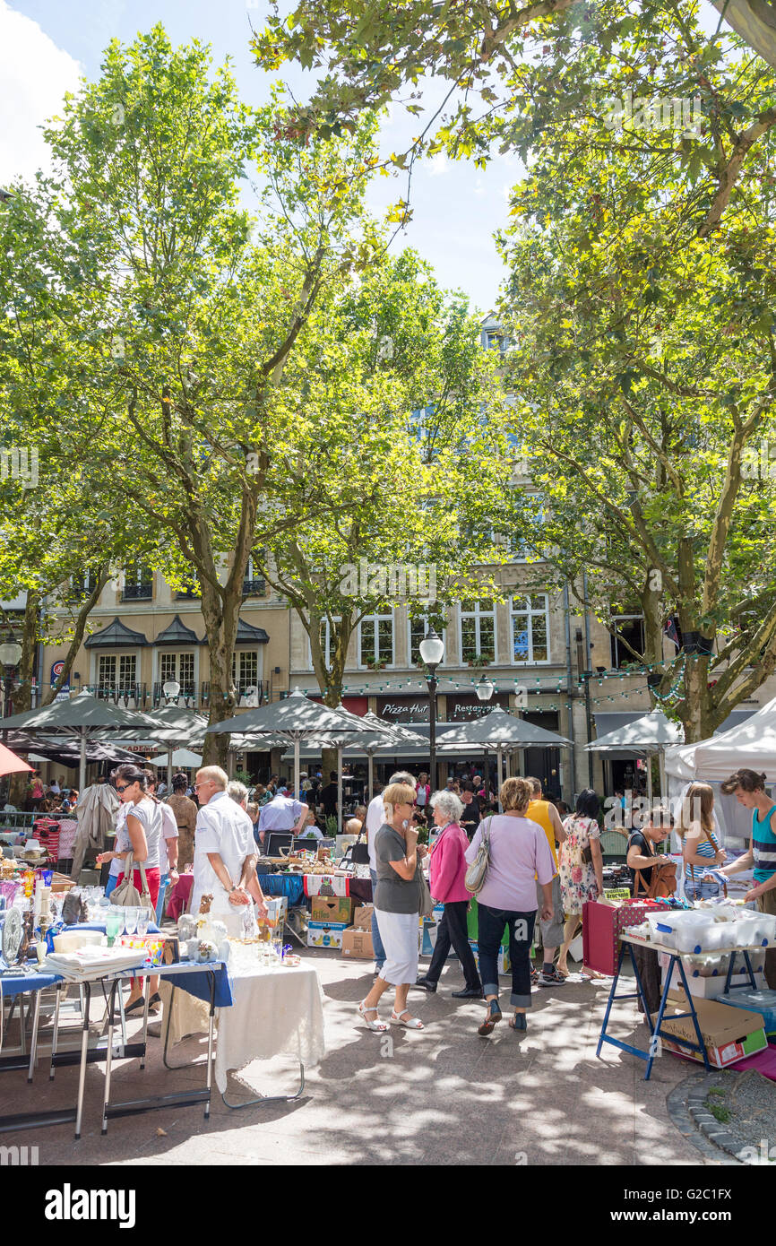 Antique market in street, Luxembourg Stock Photo