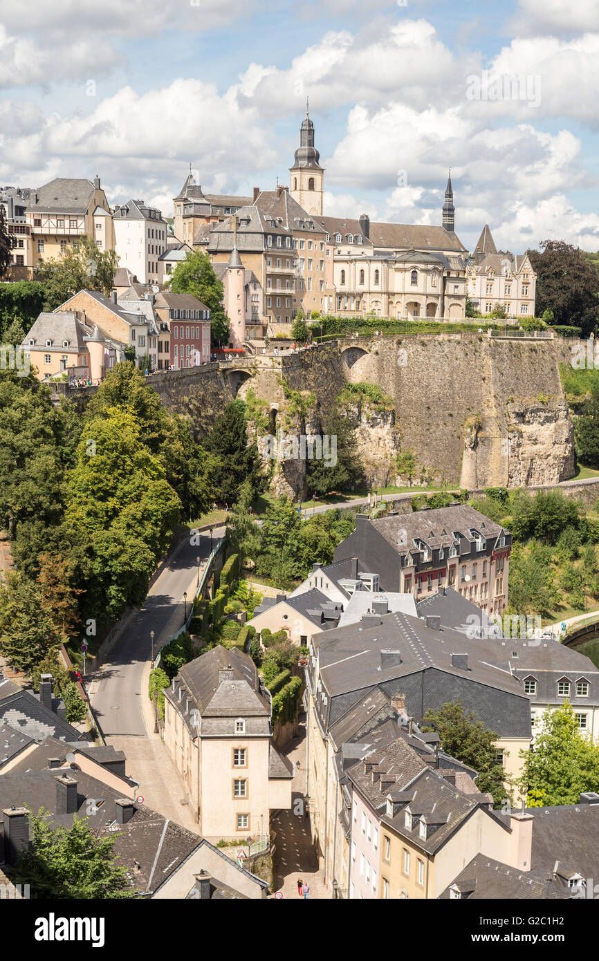 View over capital city, Luxembourg Stock Photo