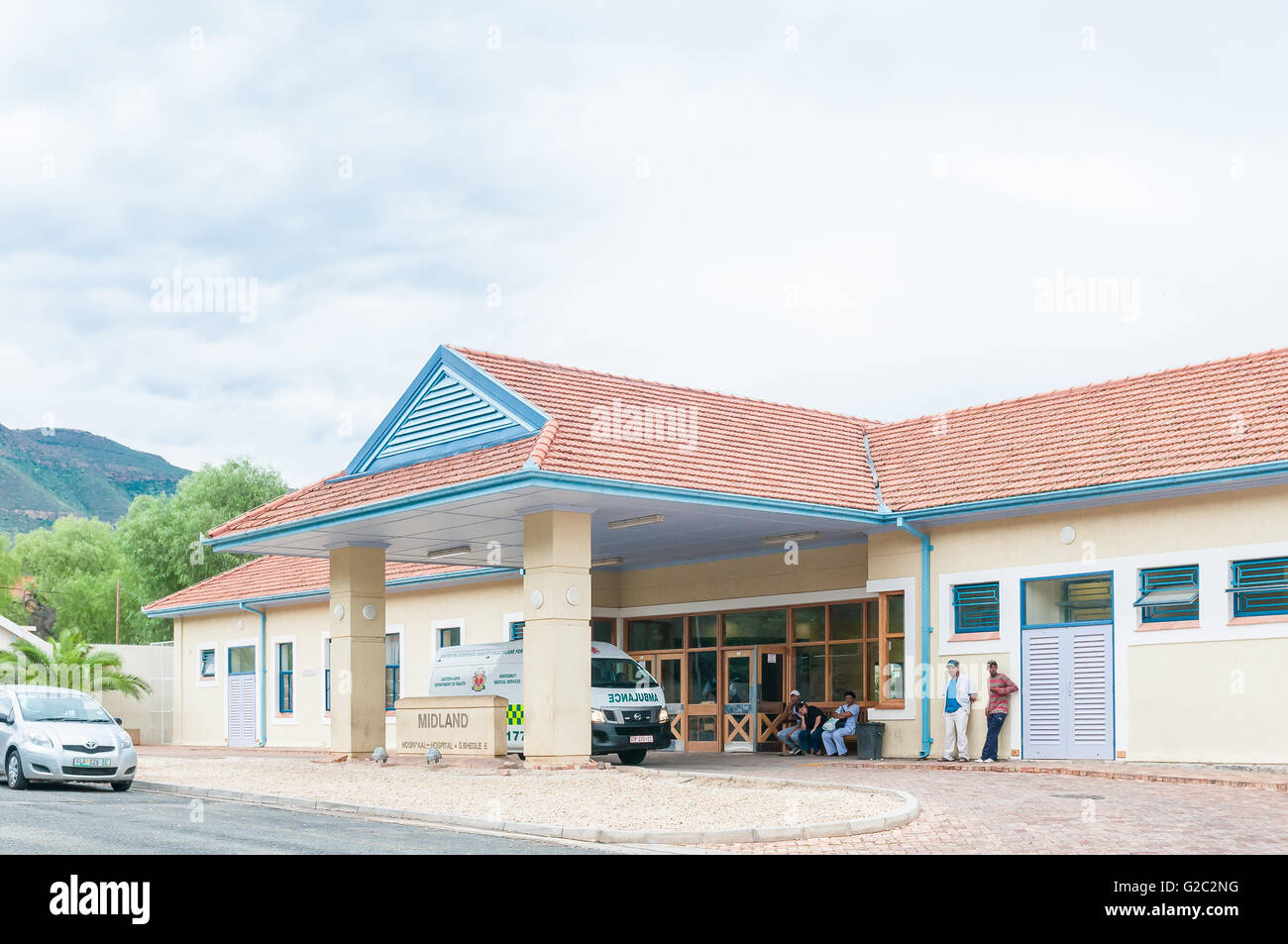 GRAAFF REINET, SOUTH AFRICA - MARCH 7, 2016: A hospital in Graaff Reinet. The town was founded by the Dutch East India Company Stock Photo