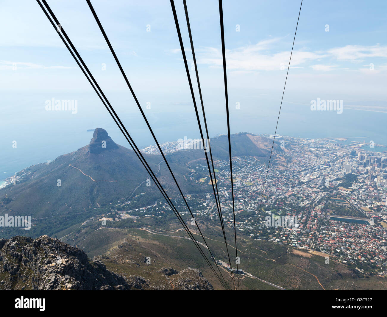 View Down The Cable Car Route From The Summit Of Table Mountain Stock Photo