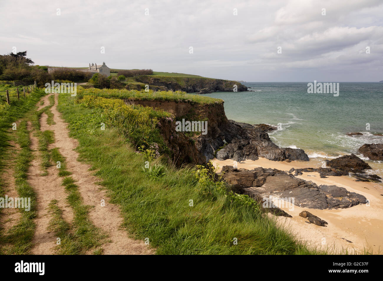 The South West Coastal Path at Harlyn Bay, near Padstow in Cornwall