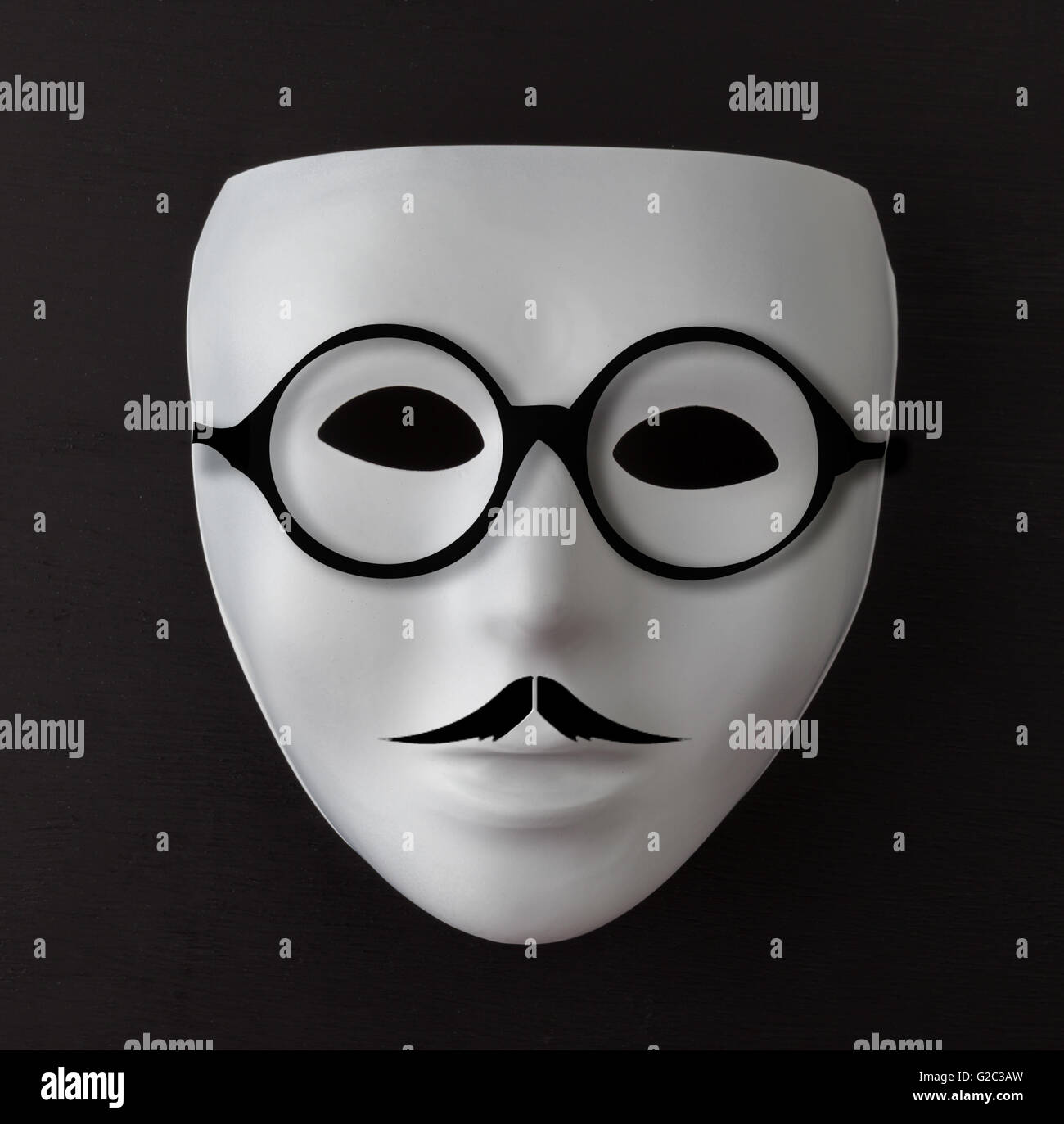 White Mask On Black Background Stock Photo - Download Image Now