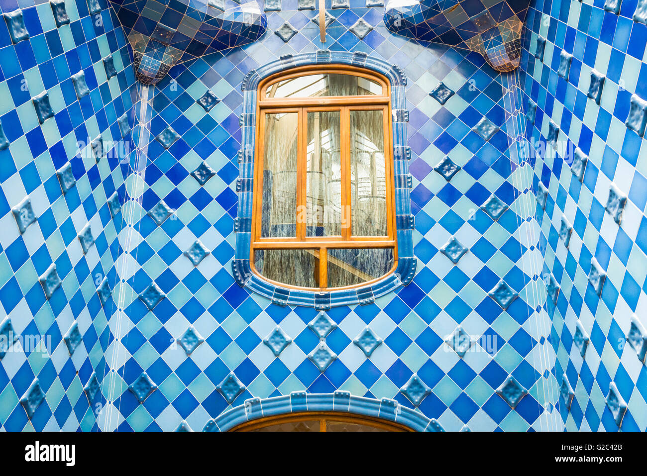 Spain Catalonia Barcelona Eixample Passeig de Gracia Casa Batilo  Casa dels Ossus The House of Bones built 1877 by Antoni Gaudi Stock Photo