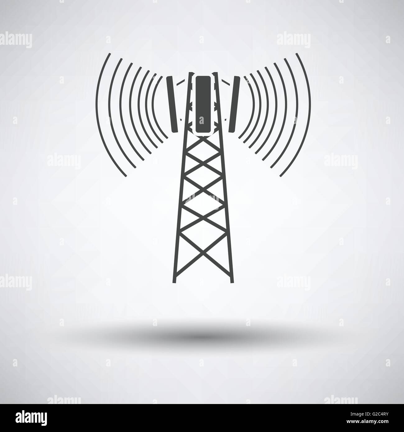 Cellular broadcasting antenna icon on gray background with round shadow ...
