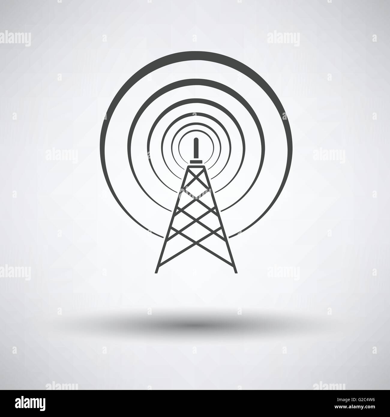 Radio antenna icon on gray background with round shadow. Vector ...