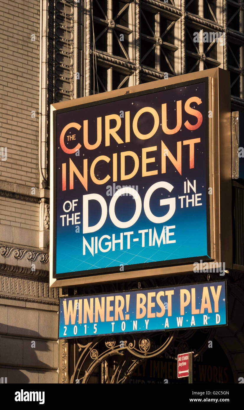The Curious Incident of the Dog in the Night, 2015 winner of the Tony for Best play at the Ethel Barrymore Theatre in NYC Stock Photo