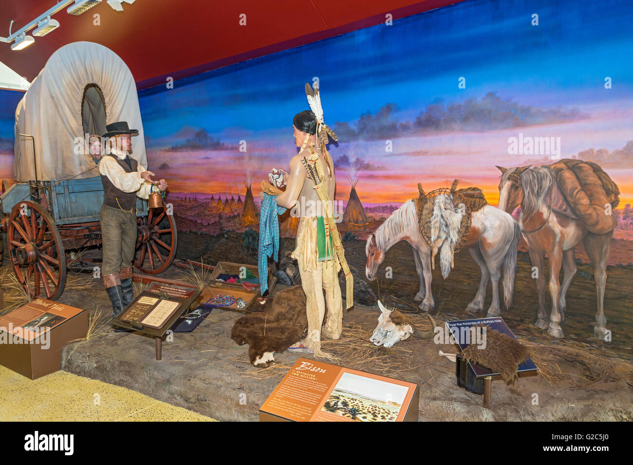 Nevada, Elko, California Trail Interpretive Center, white man trading