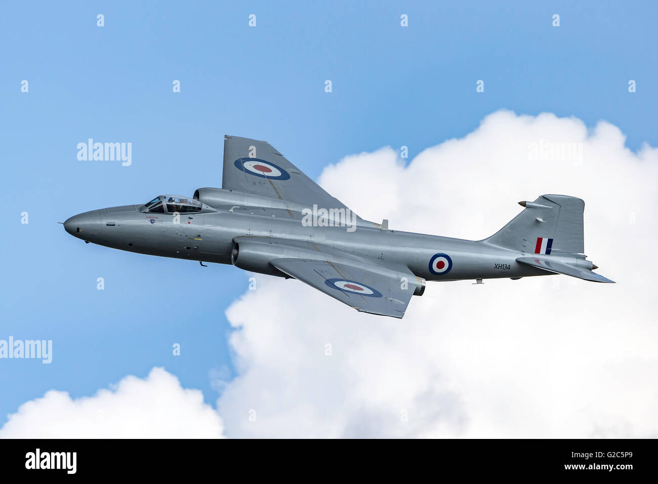 English Electric Canberra PR.9 G-OMHD operated by the Midair Squadron displaying at the RAF Waddington airshow. Stock Photo