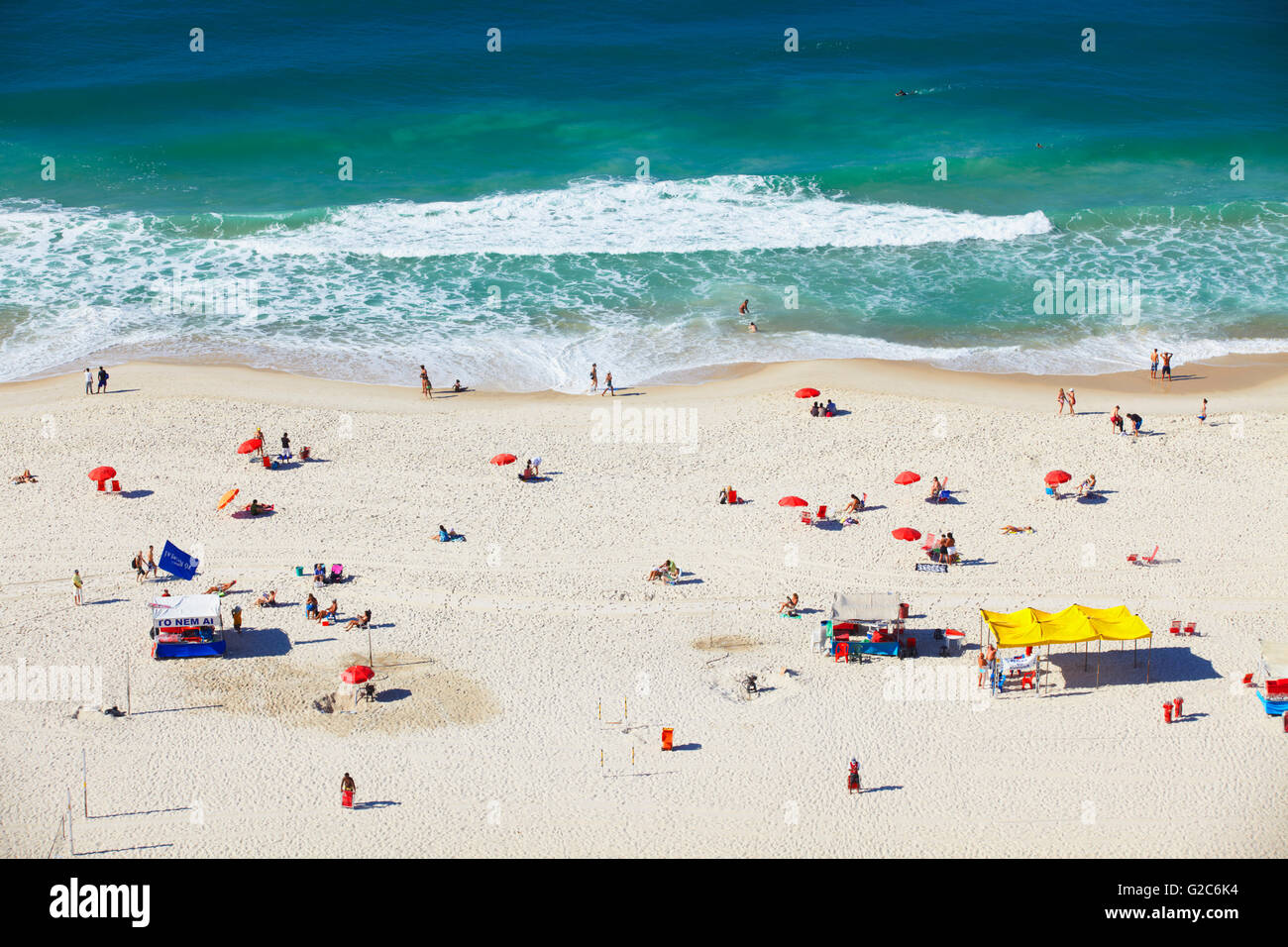 View of Copacabana beach, Copacabana, Rio de Janeiro, Brazil Stock Photo