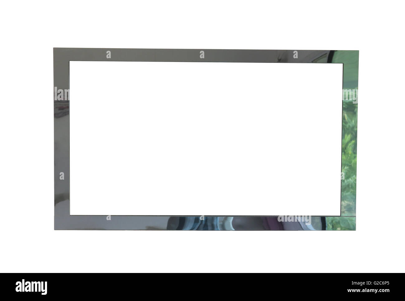 Black frame of television isolated on the white background. Stock Photo