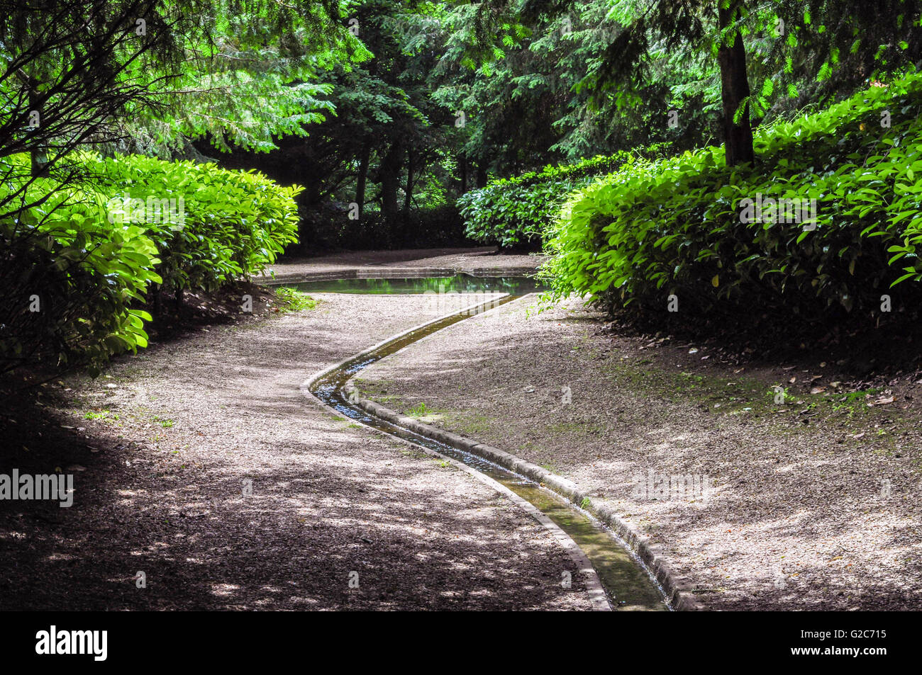 The famous rill and pond in the grounds of Rousham House, Oxfordshire, UK. Stock Photo