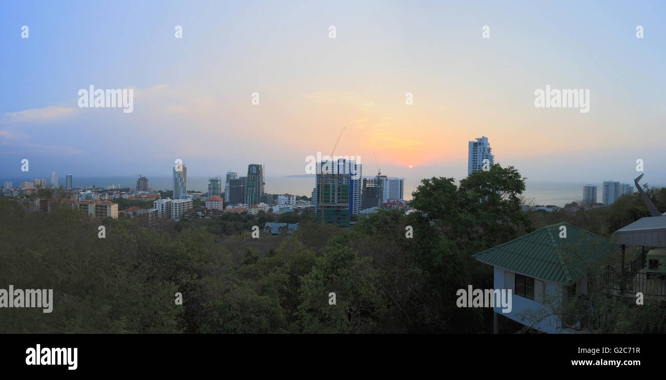 Landscape of pattaya city tourism on the evening in summer,viewpoint tour of THAILAND. Stock Photo