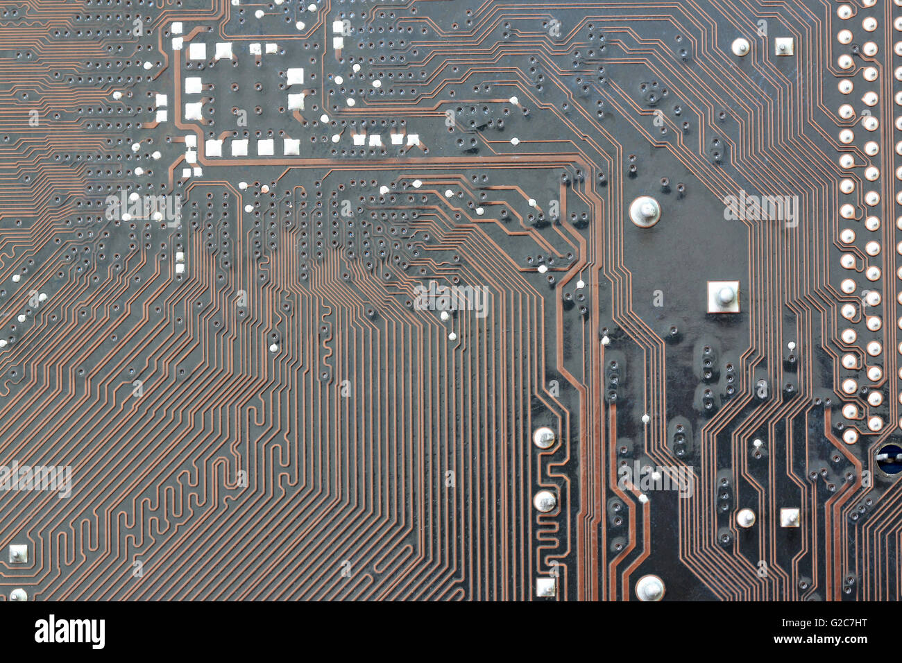 brown electronics background of computer mainboard and have concept about technology. Stock Photo