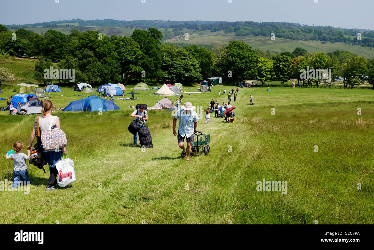 Ashdown Forest East Sussex UK - People camping at Pippingford Park in Ashdown Forest Stock Photo