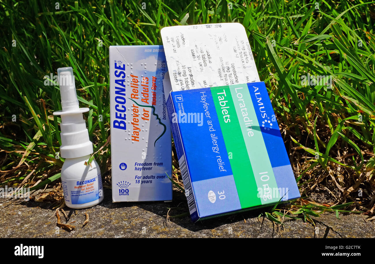 Beconaise nasal spray and Loratadine tablets for relief of hay fever