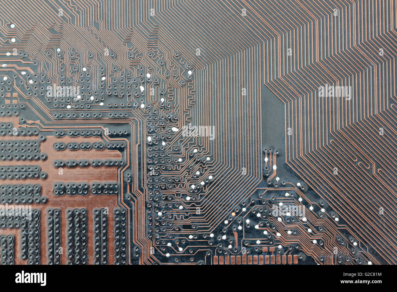 brown electronics background of computer mainboard and have concept about technology. Stock Photo