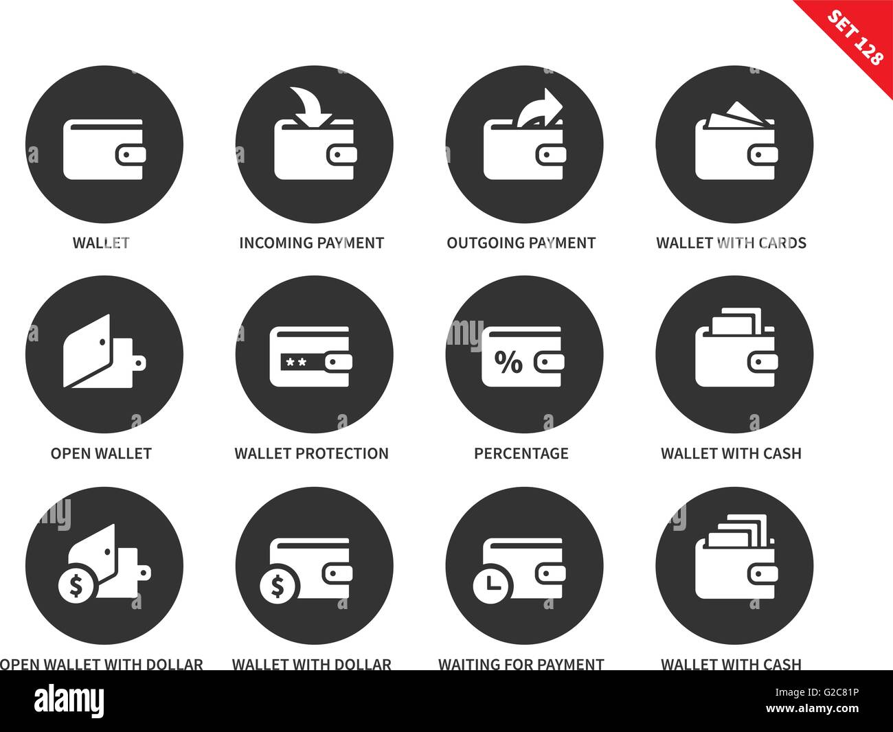 Wallet icons on white background Stock Vector Image & Art - Alamy