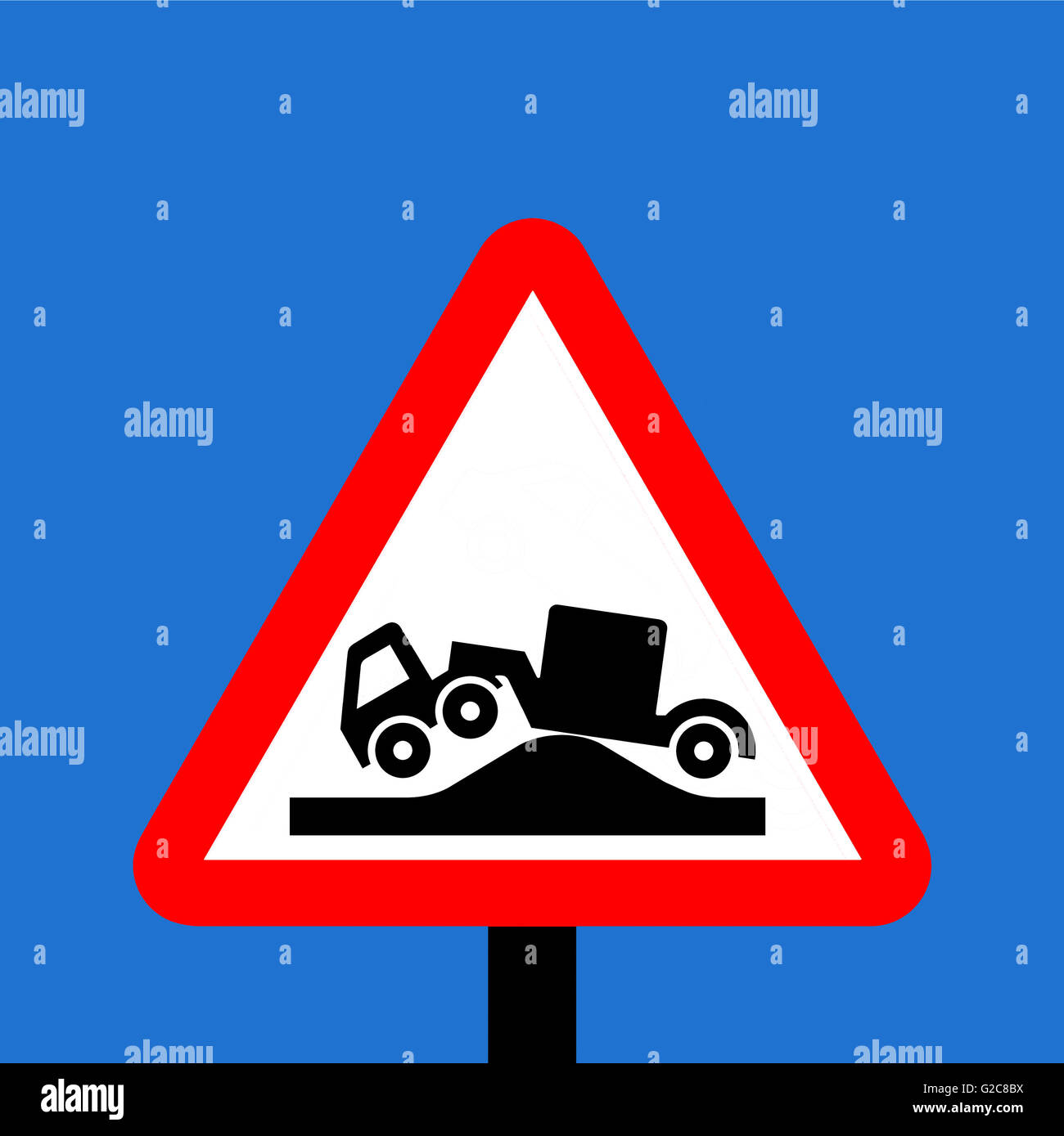 Warning triangle Risk of grounding traffic sign Stock Photo