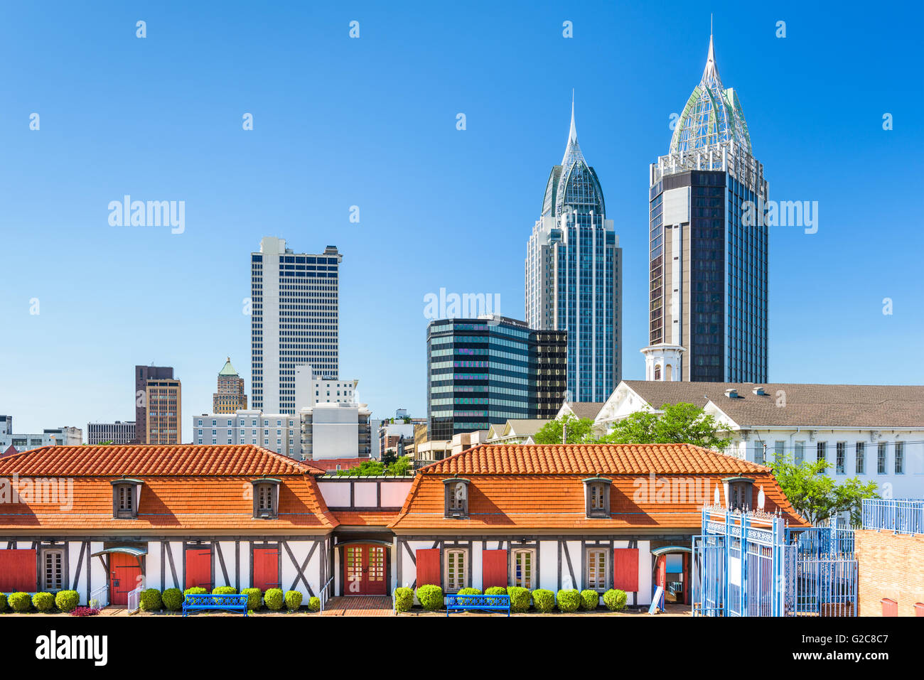 Mobile, Alabama, USA skyline with historic Fort Conde. Stock Photo