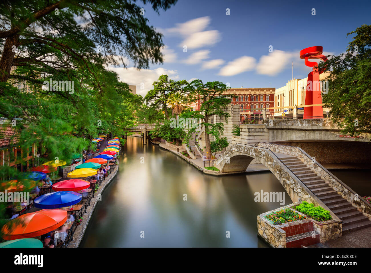 San Antonio, Texas, USA cityscape at the River Walk. Stock Photo