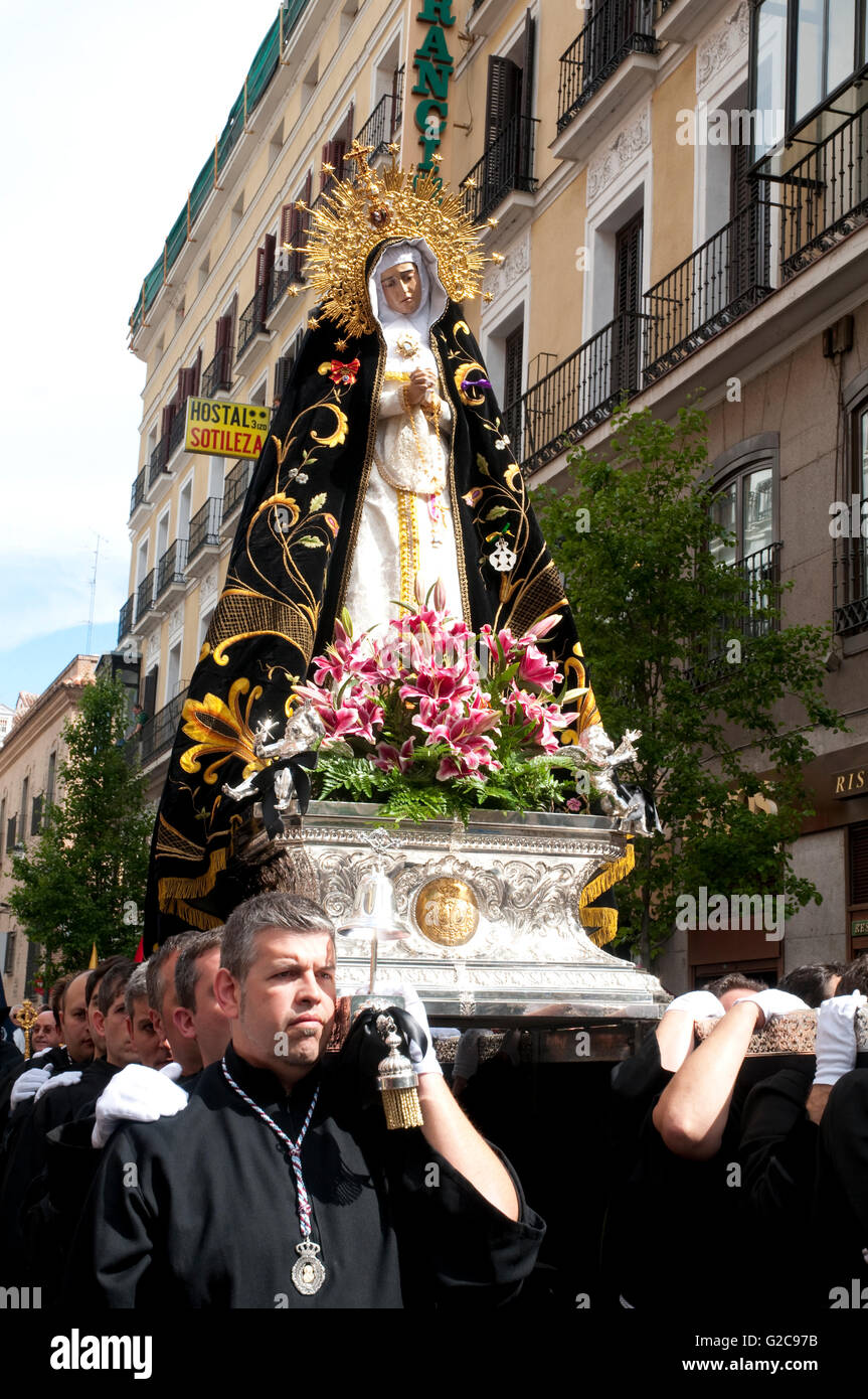 Holy Week procession. Arenal street, Madrid, Spain. Stock Photo