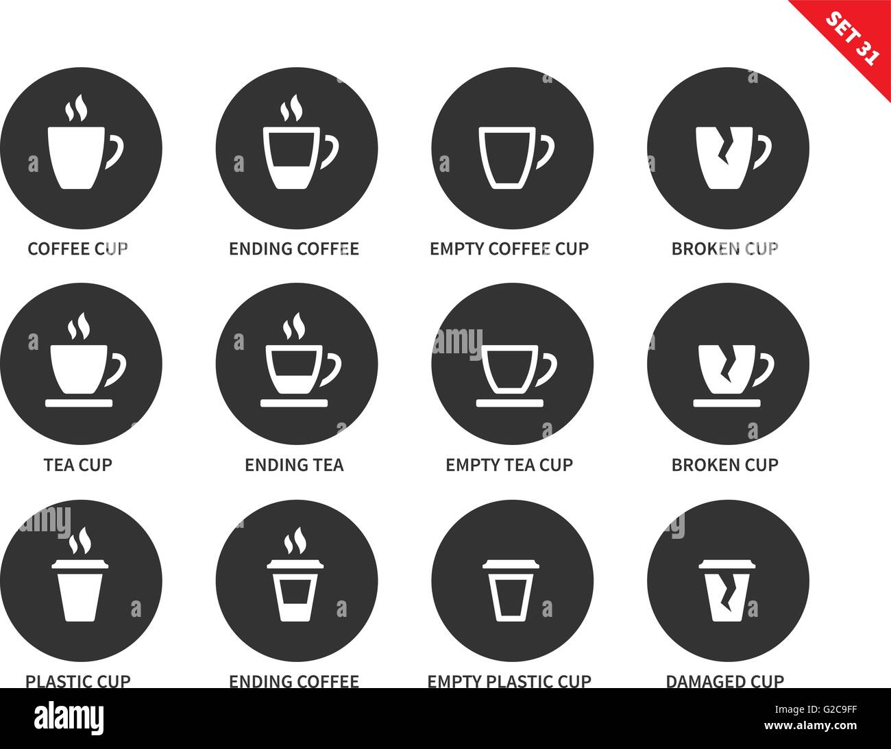 Coffee and tea cups icons on white background Stock Vector Image & Art ...