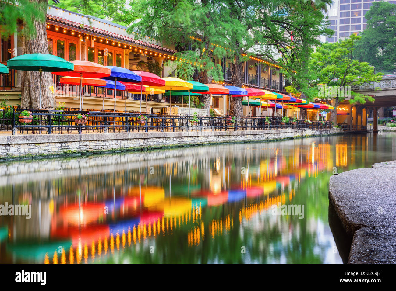 San Antonio, Texas, USA cityscape at the River Walk. Stock Photo