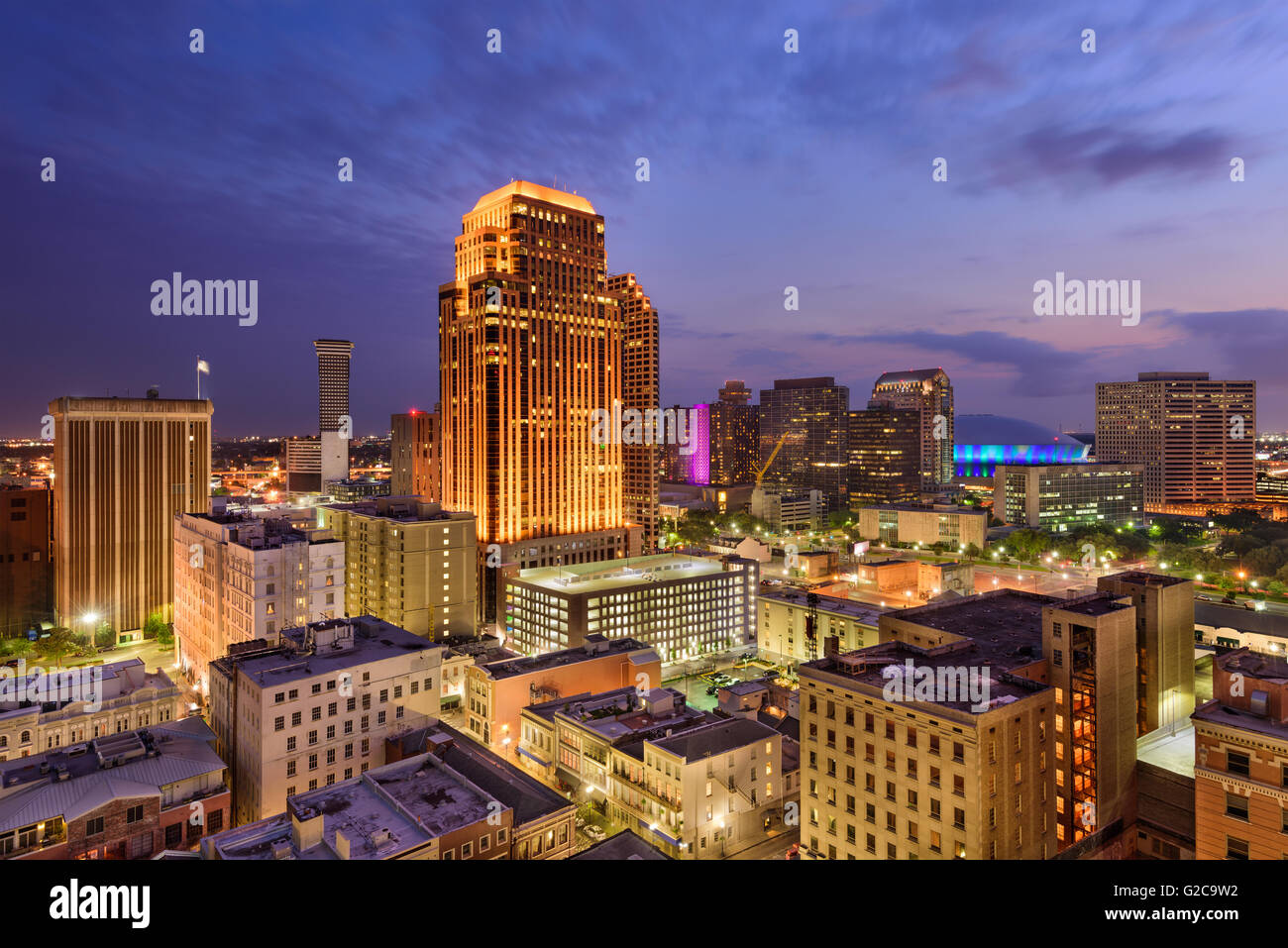 New Orleans, Louisiana, USA CBD skyline at night Stock Photo Alamy