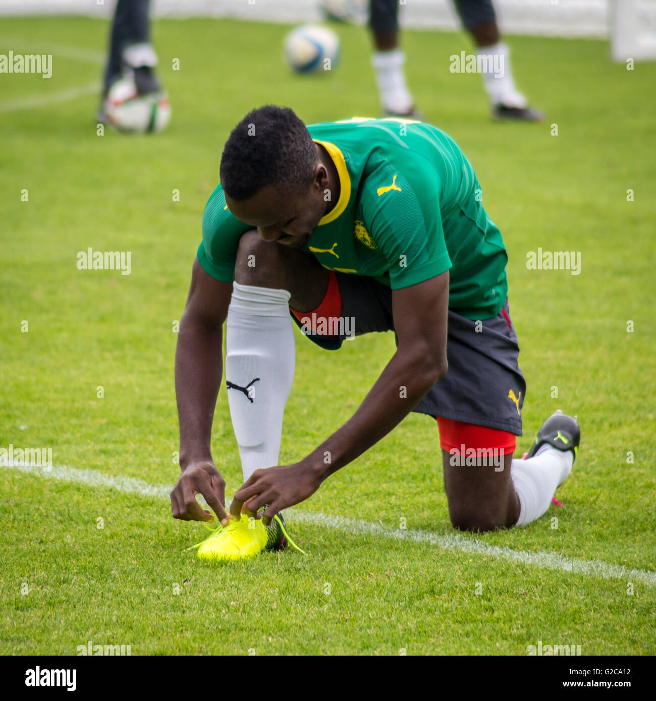 Cameroon national football team training session in Nantes, France. Stock Photo