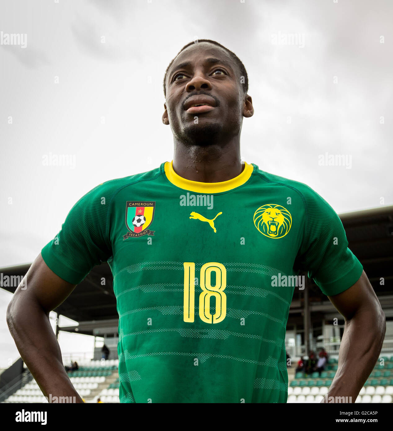 Player: Eyong Enoh(18). Cameroon national football team training session in Nantes, France. Stock Photo