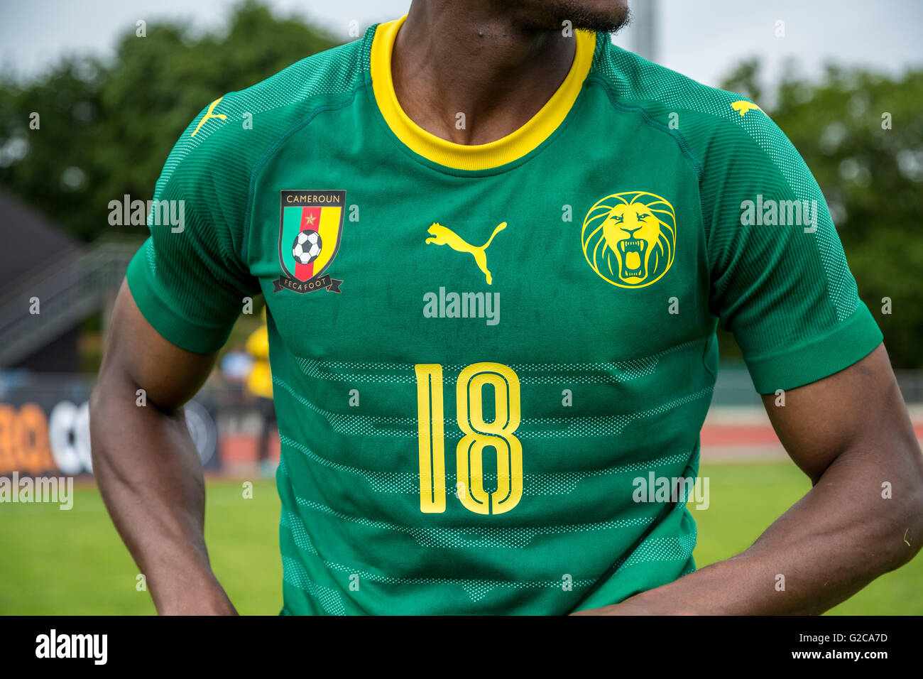 Player: Eyong Enoh(18). Cameroon national football team training session in  Nantes, France Stock Photo - Alamy