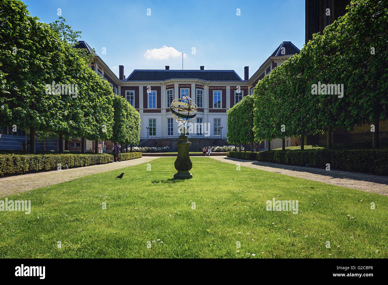 May 12, 2016 a picture of the French garden behind the building of the Council of States at The Hague in The Netherlands. Stock Photo