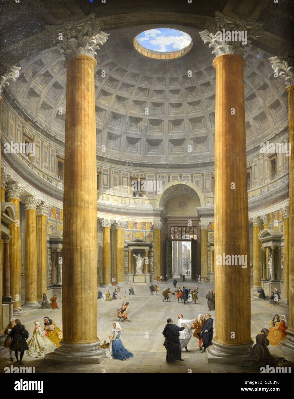 Interior of the Pantheon Rome Italy (1735) Oil Painting by Paninni Stock Photo