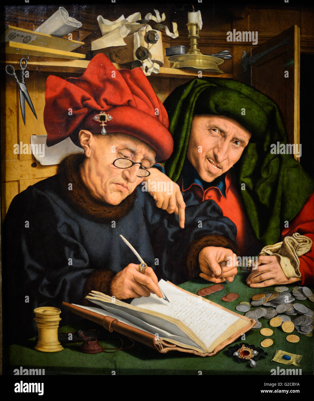 The Tax Collectors (1520s) Oil Painting by Quentin Massys Stock Photo