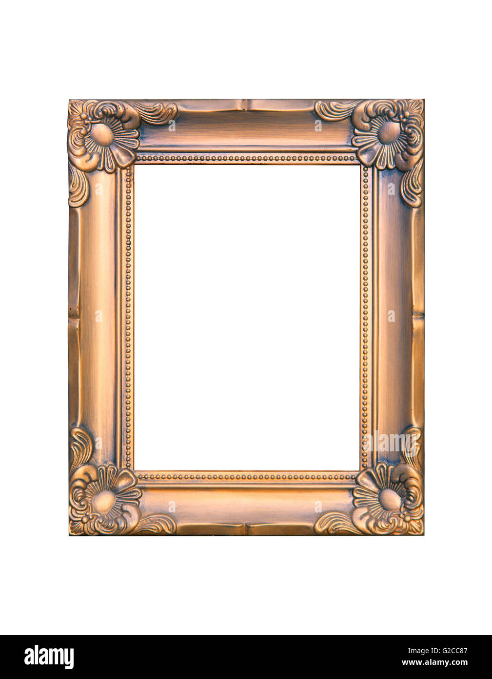 Decorative Vintage wooden frame isolated on white background Stock