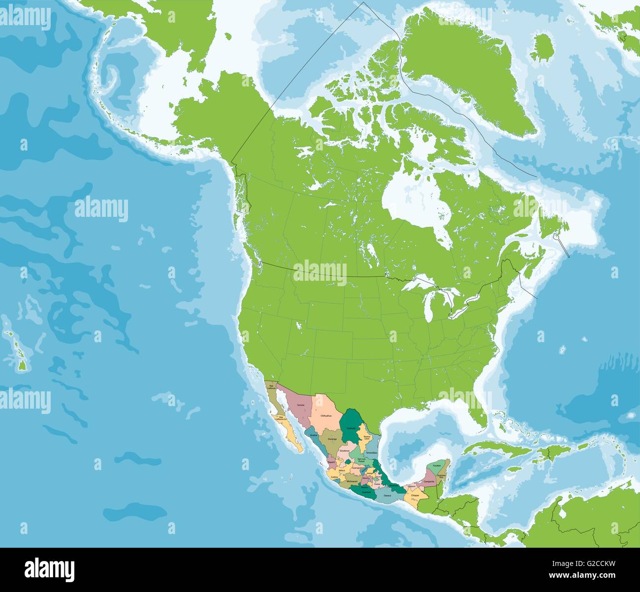 United Mexican States map Stock - United Mexican States Map G2CCKW
