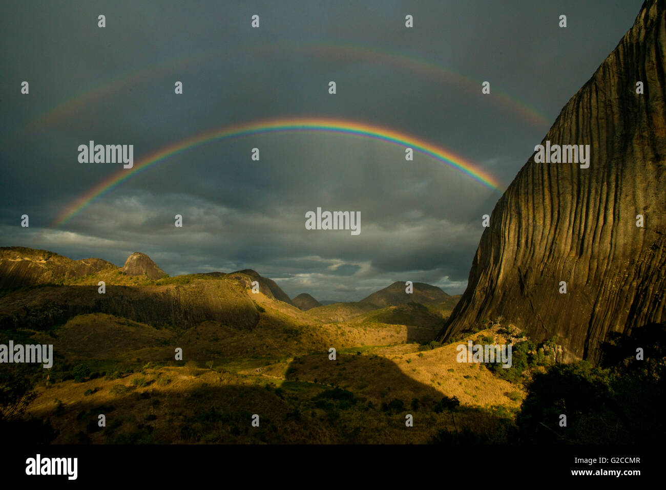 Double rainbow  in Brazil. Stock Photo