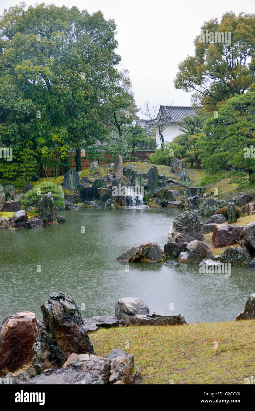 Nijo Castle, Ninomaru Garden Pond Stock Photo