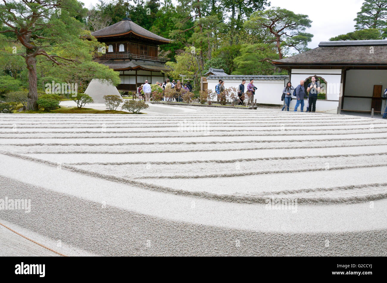 Sea of Silver Sand & Kannonden, Ginkakuji (Silver Pavilion) Stock Photo