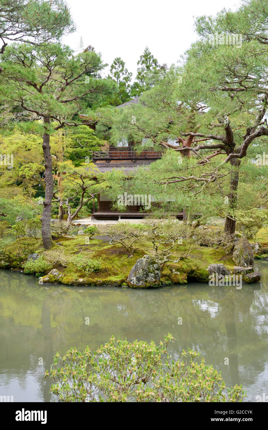 Kannonden & Pond, Ginkakuji (Silver Pavilion) Stock Photo