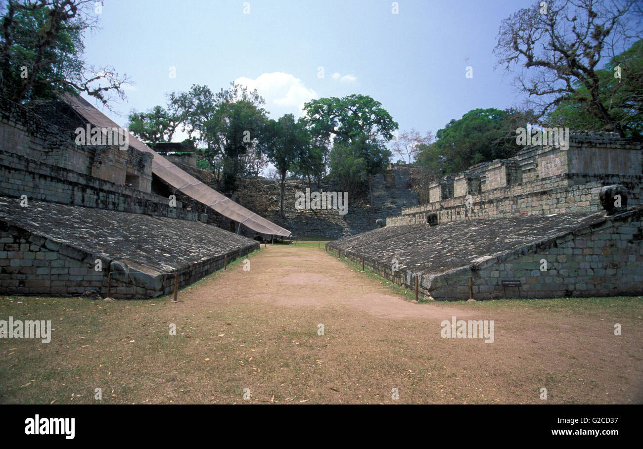 Ball Court in Copan Ruins, an archaeological site of the Maya civilization in Copan Department