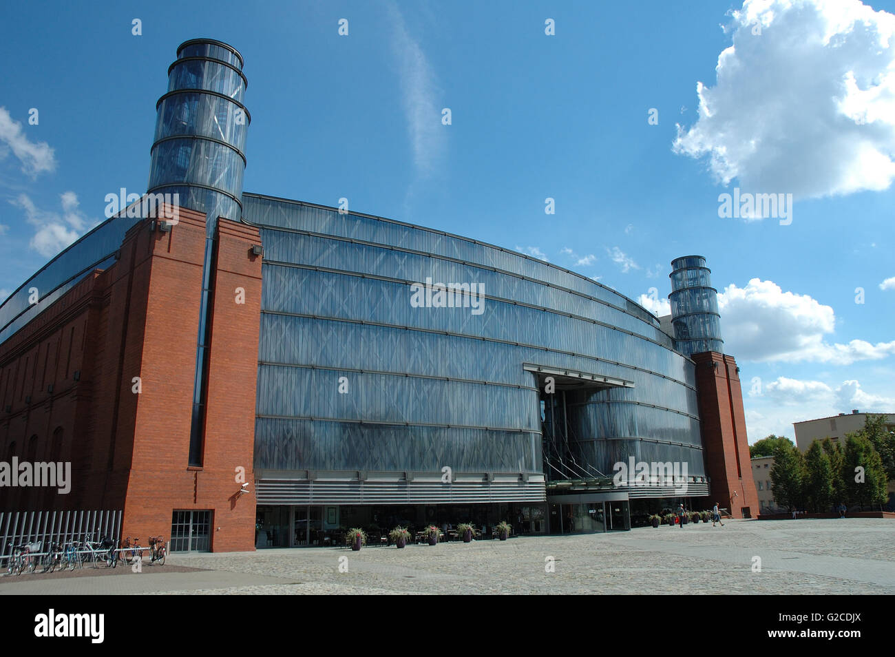 Poznan, Poland - July 13, 2014: Front of Stary Browar shopping centre modern building in Poznan, Poland. Unidentified people in Stock Photo