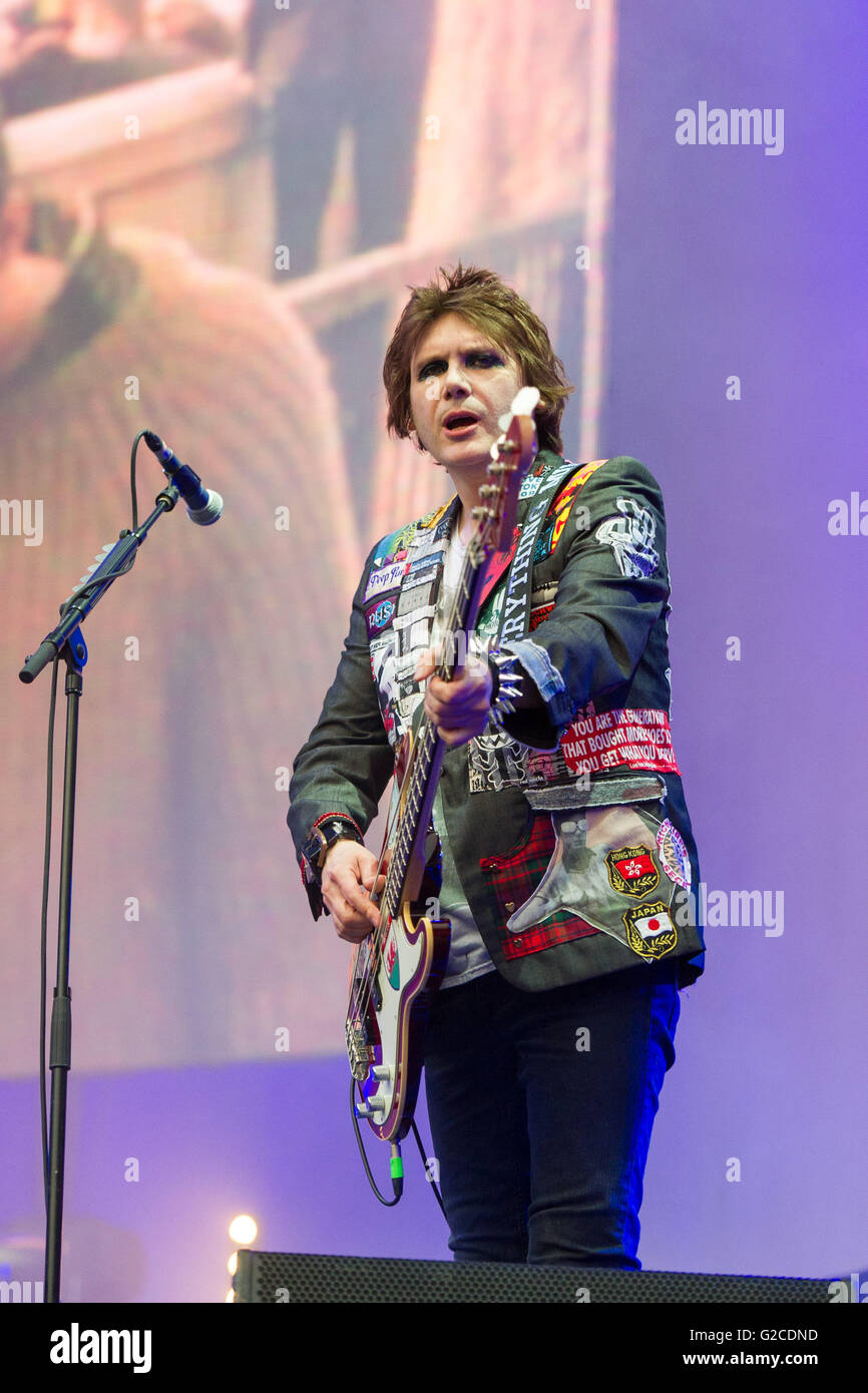 Manic Street Preachers perform at Swansea's Liberty Stadium on May 28th 2016. Photo shows bassist Nicky Wire. Stock Photo