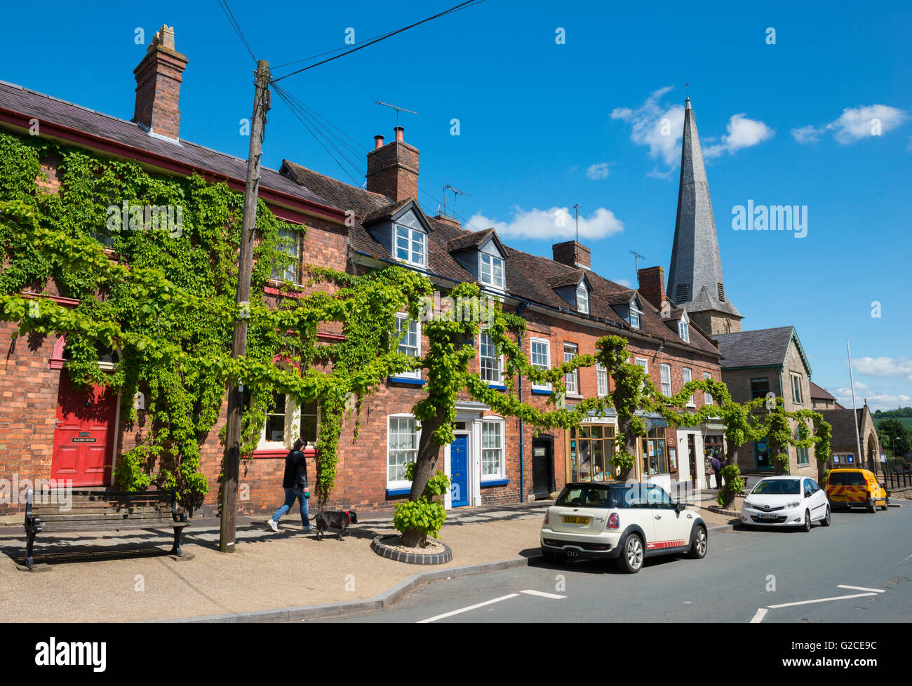 The town of Cleobury Mortimer with the twisted spire of St Mary's