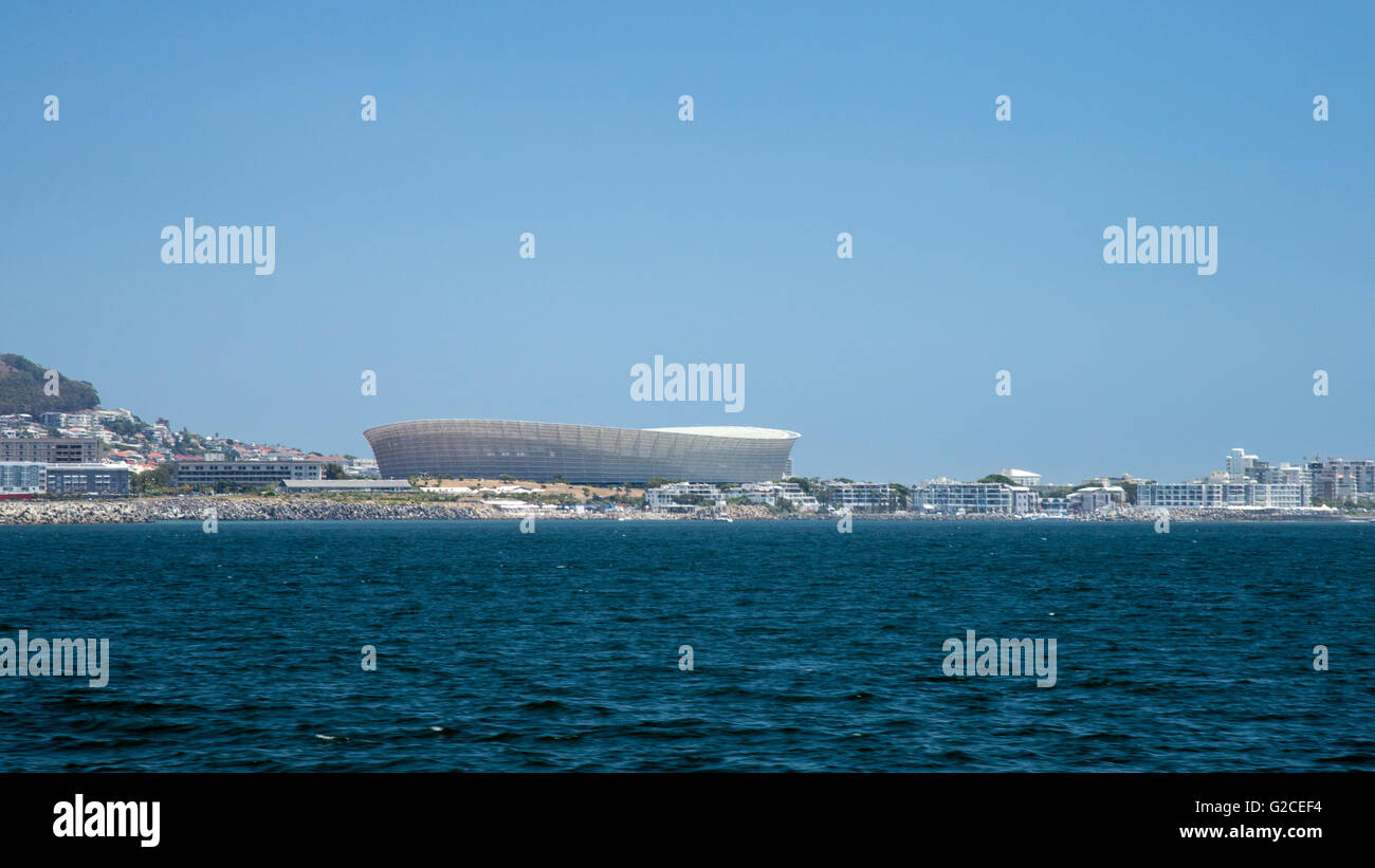 View Of Green Point Stadium, Cape Town From Table Bay Stock Photo